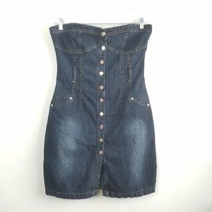 Drama Gold Denim Strapless Dress‎